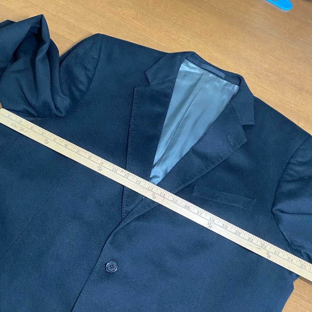 Ken's Man's Shop Piacenza Pure Italian Cashmere Black Blazer Mens 48L USA Made